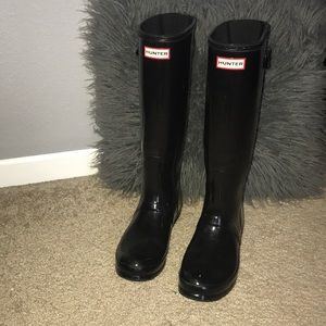 Hunter black rain boots